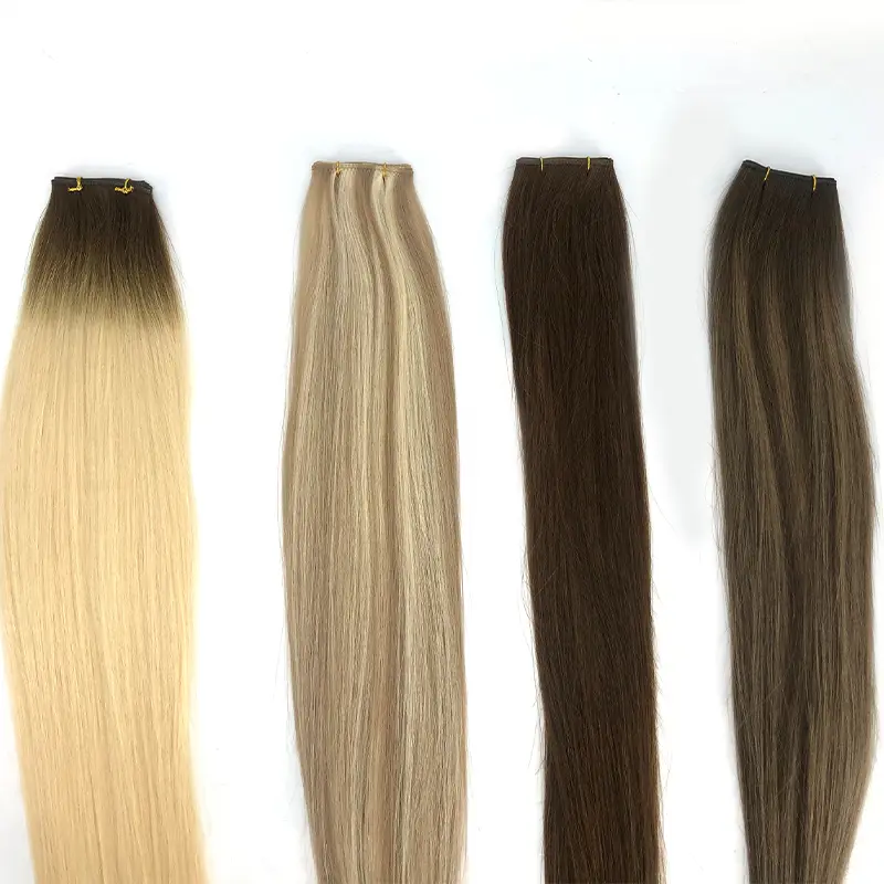 Hot sale premium human hair machine weft hair extensions for thinning hair women